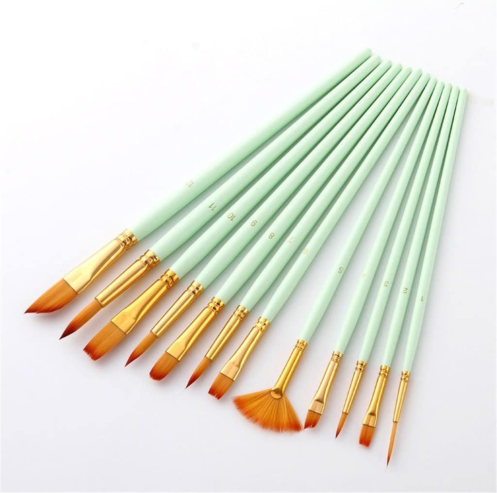 Art Supplies 12 Watercolor Nylon Brush Gouache Painting Row Pen Hook Line Oil Acrylic Set(Blue) image 5