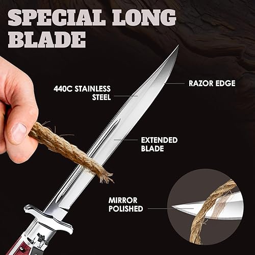 Miniatura 5 de Grand Way Cuchillo plegable, cuchillos de hoja afilada con mango de madera, nudete único para coleccionista de cuchillos, cuchillo de bolsillo ideal