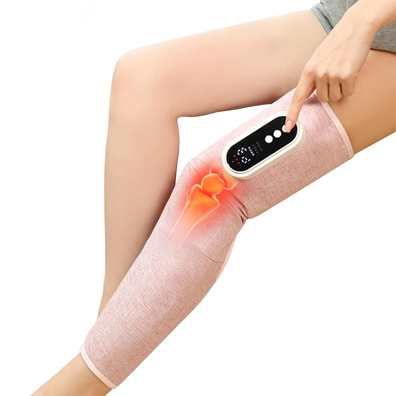 Masaje de Piernas Presoterapia, Masajeador de piernas con masajeador de pantorrillas térmico,3 Modos 3 Intensidades,Alivia Piernas Cansadas, Relaja y Mejora la Circulación,Ajustable （Pink Single）