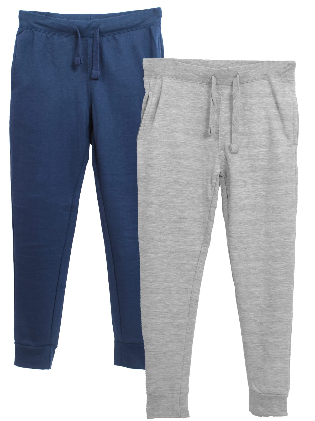 BROOKLYN VERTICAL 2-Pack Boys Fleece Cotton Joggers Pant|Soft Comfortable Cotton,Drawstring Pull,Pockets| Small-XL