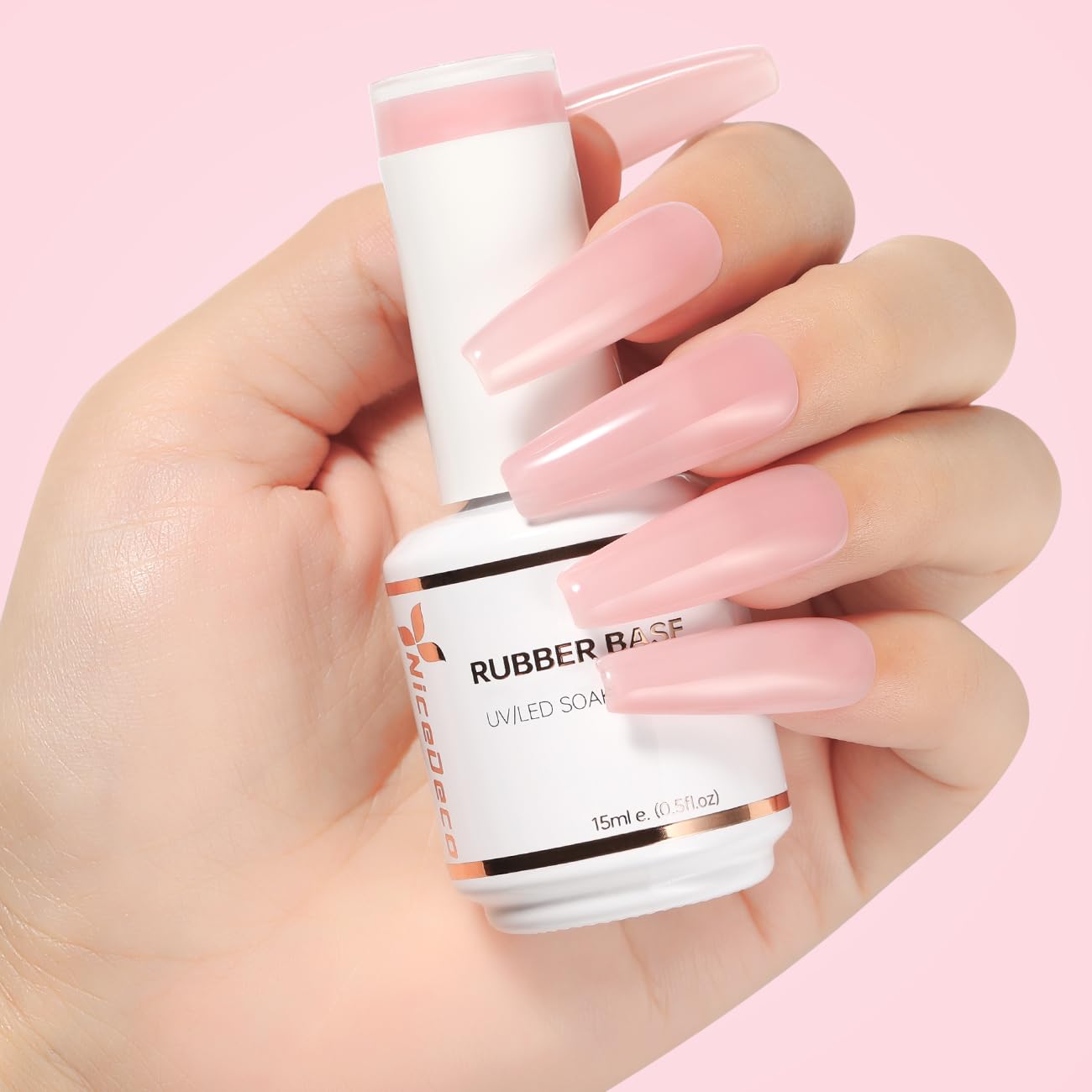 Nicedeco Base Rubber para Uñas Esmaltes Semipermanentes en Gel Base de Caucho UV/LED Soak-Off Colores Vibrantes y Duraderos 15ML 22 — view 4