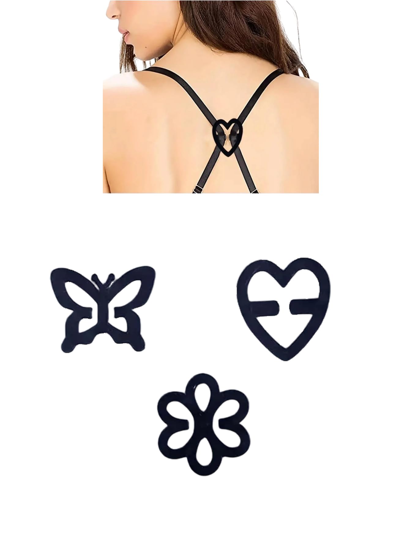 Racerback Bra Strap Clips Set: Conceal Straps, Cleavage Control, Anti-Slip Buckles - 3-Piece