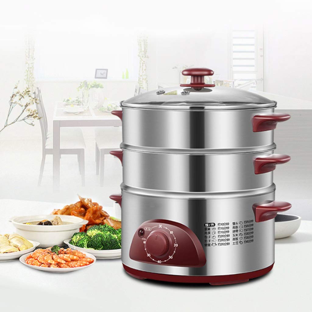 Vaporera multifunción for el hogar, vaporera pequeña de Acero Inoxidable de Gran Capacidad, Apagado automático, Verduras al Vapor Multicapa