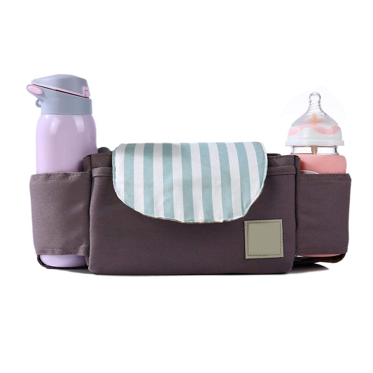 Outdoor Travel Baby Strollers Storage Bag Organizer Pram Buggy Pushchair Cup Diaper Hanging Pouch (Brown)