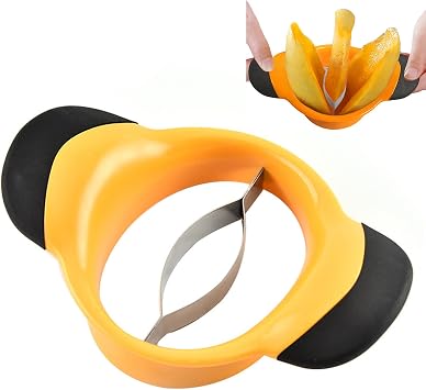 Mango Slicer, Mango Splitter, Mango Cutter with Stainless Steel Blade, Mango Pit Remover Tool, Mango Divider with Ergonomic Rubber Grip Handle, Easy Remove Pit and Divide