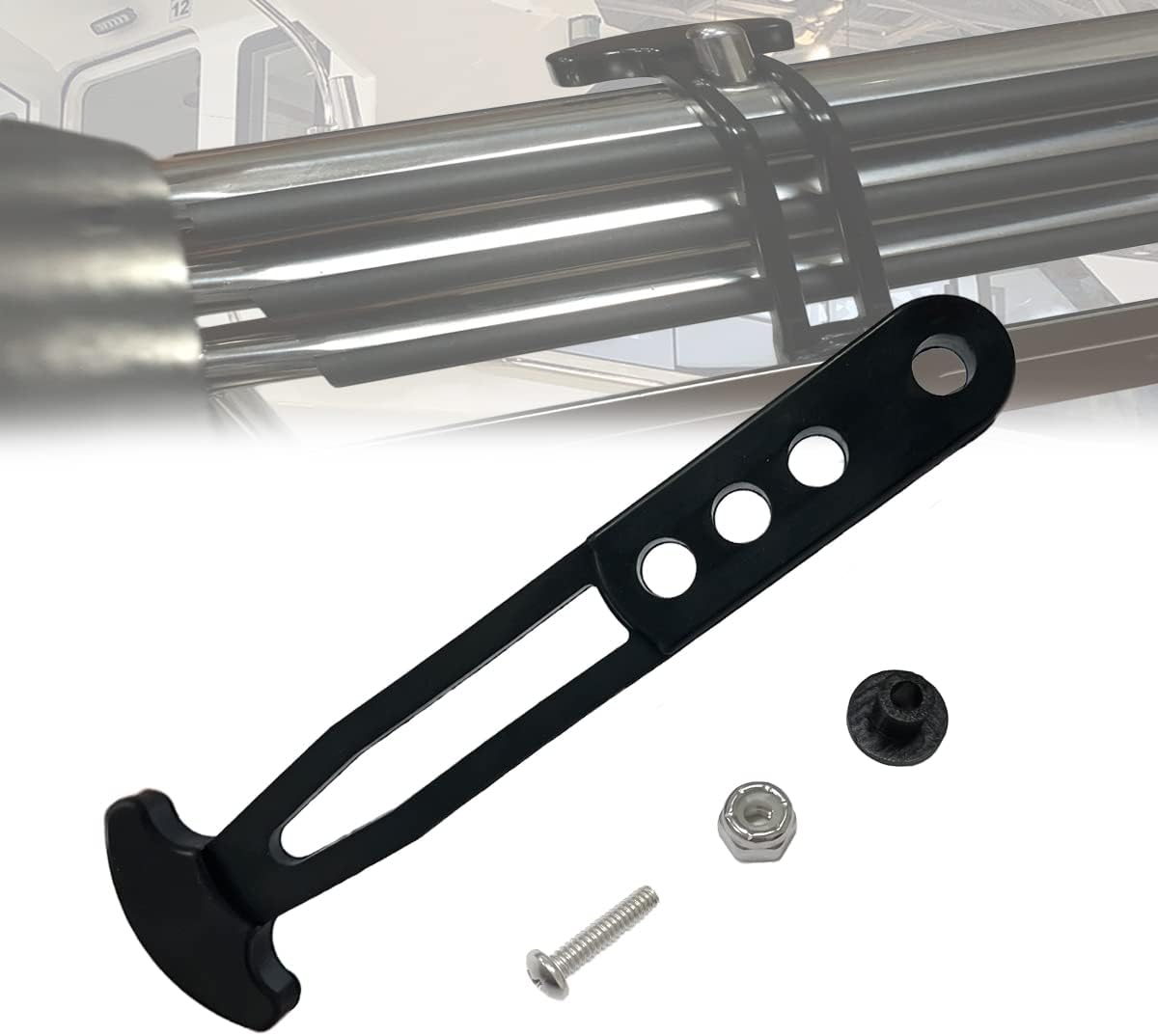 Marine Boat Telescoping Ladder Strap with 4 Adjustable Mounting Holes, Secure Retaining Rubber Latch Band for Yacht Sport Jet Swim Boarding (L)