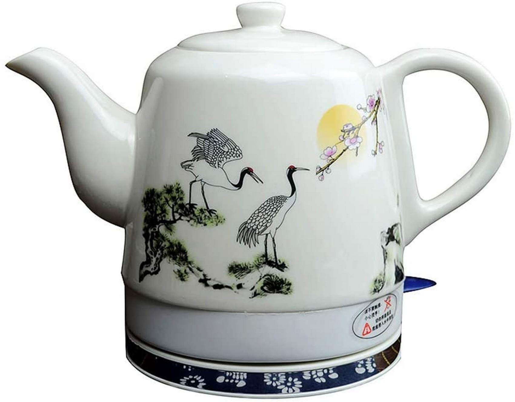 Czajnik Elektryczny Czajnik Ceramiczny Czajniczek-Retro Dzbanek 1 L, 1350W Szybko Zdejmowana Podstawa Na Wodę, Ochrona Przed Gotowaniem Na Sucho