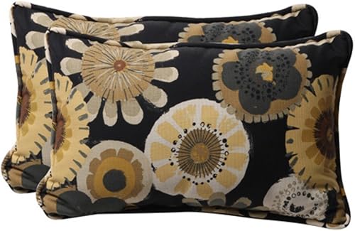 Pillow Perfect Almohada decorativa floral para interiores y exteriores, relleno de felpa, resistente a la intemperie y a la decoloración, lumbar -