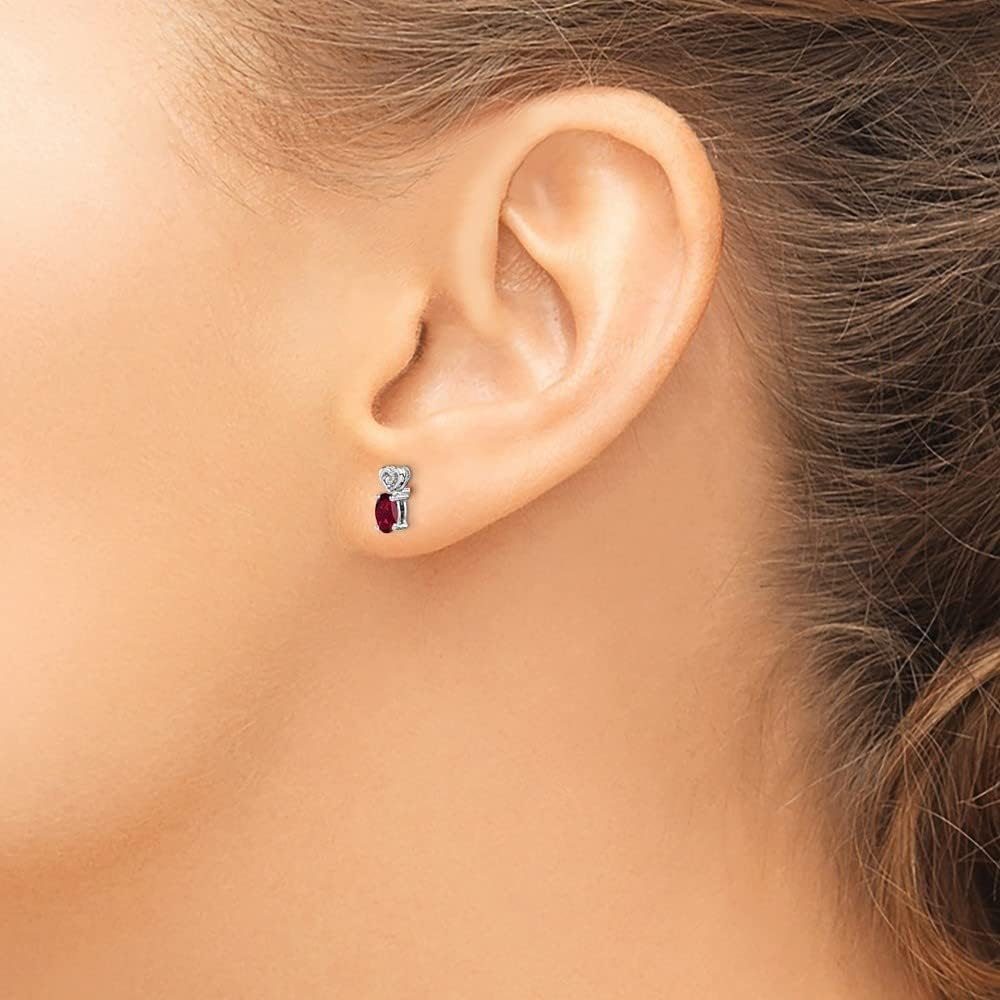 Diamond2Deal Sterling Silver Rhodium-plated Gemstone and Diamond Stud Earrings Fine Jewelry for Women