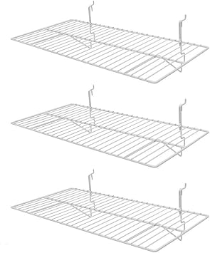 Only Hangers White Wire Slatwall/Gridwall Shelves 24"L x 12"D Pack of 3