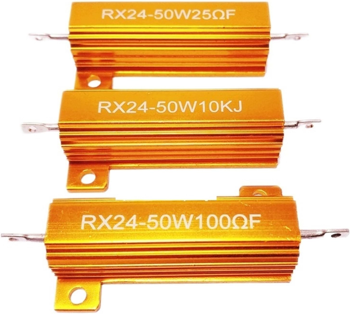 1pc RXG24 Aluminum shell resistor.5w 10w 25w 30w 50w 75w.golden yellow aluminum shell.metal shell case wirewound resistor(5ohm,5w)