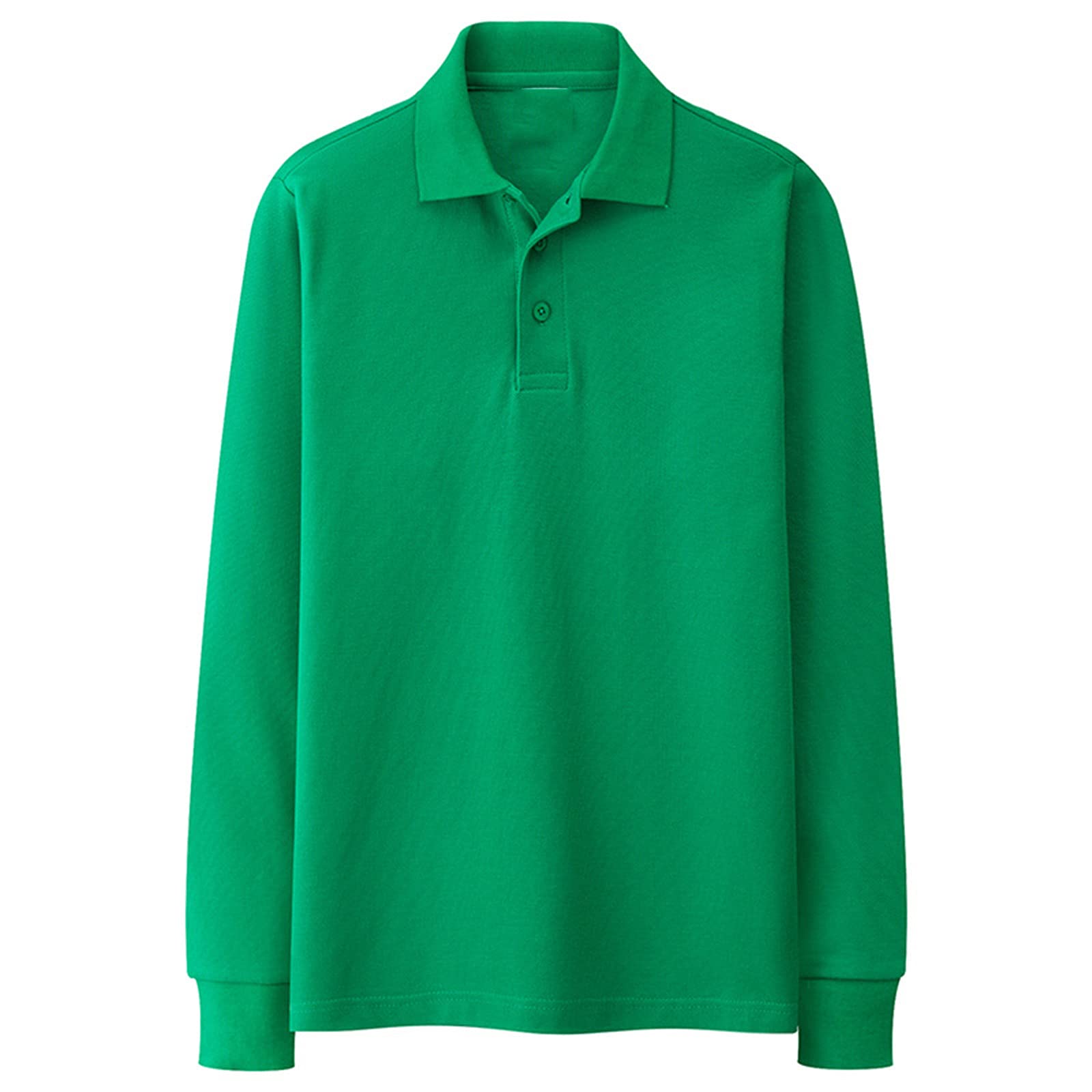 Herren-Poloshirt, langärmelig, einfarbig, für Frühling und Herbst, grün, 3XL