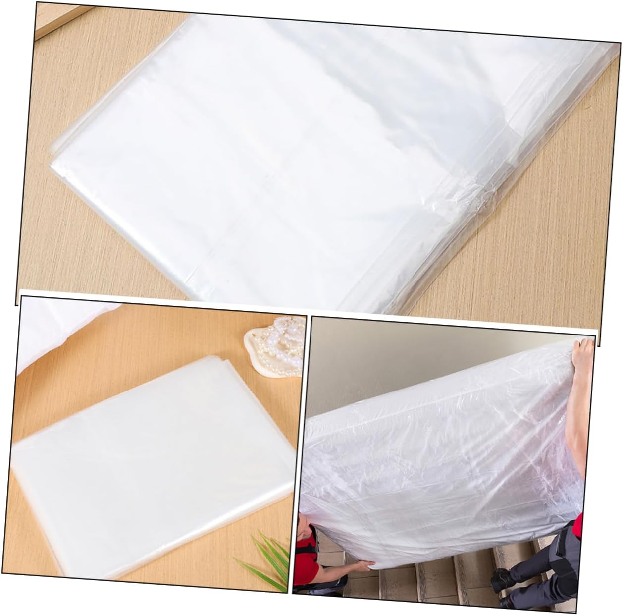 2pcs Mattress Protection Bags Heavy-Duty Plastic Covers for Moving and Long-Term Storage Mattress Storage Pouches