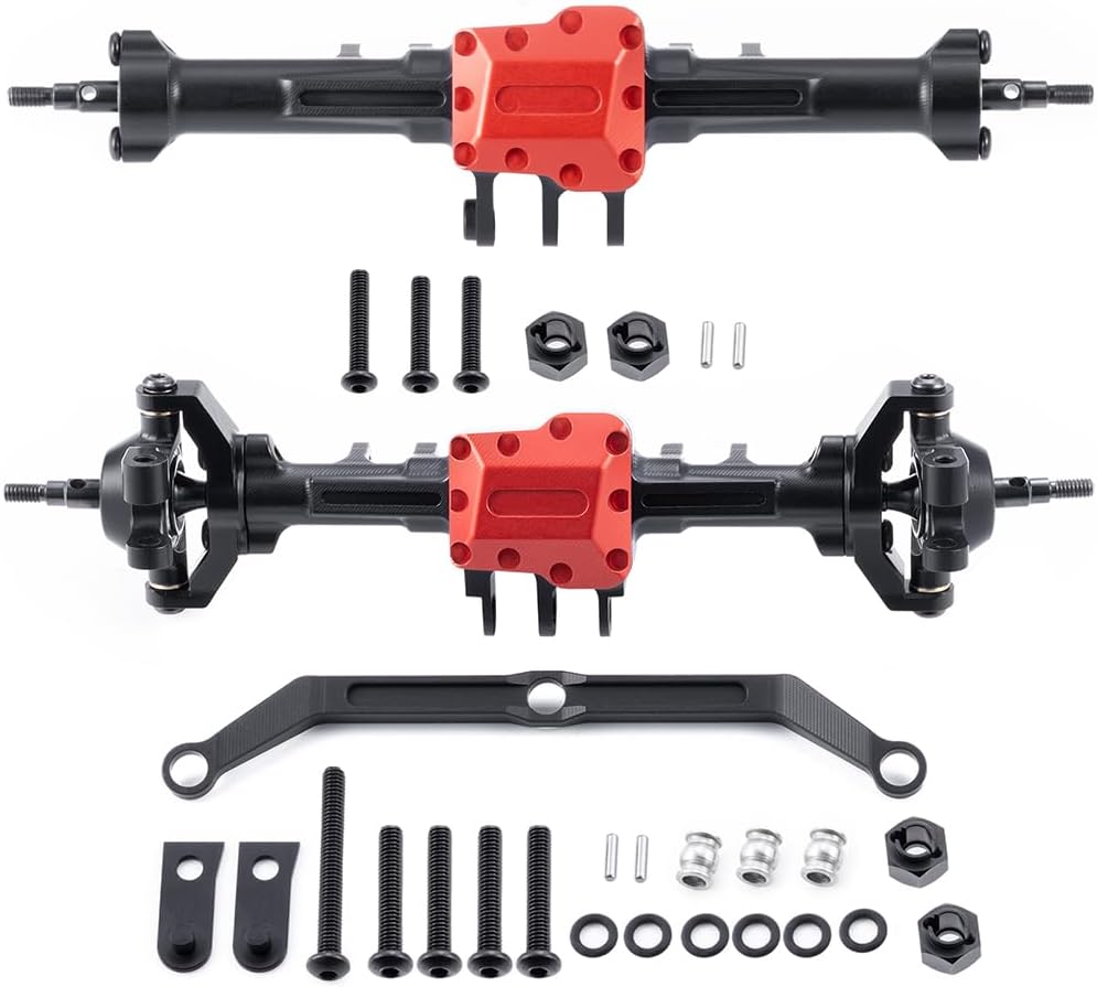 MORLORDY RC Complete Axles Set - Standard Extended Front Rear Axles Set with Steering/Steering Knuckles/Axles Gear and Cover/CVD Shaft for 1/18 TRX4M RC Car,Extended