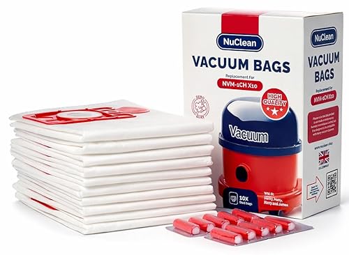 NuClean - Replacement for Henry Hoover Bags - Compatible with Henry, Hetty, NVM-1CH Vacuum Bag (10 Bags & 10 Freshners)
