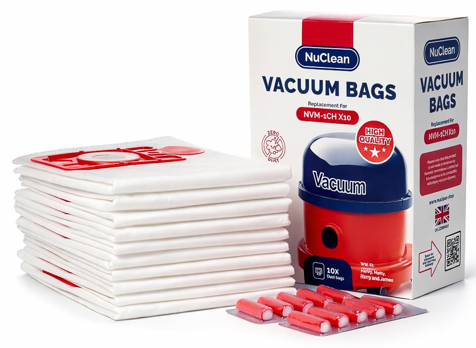 NuClean - Replacement for Henry Hoover Bags - 10 Large 9L Bags & Freshners
