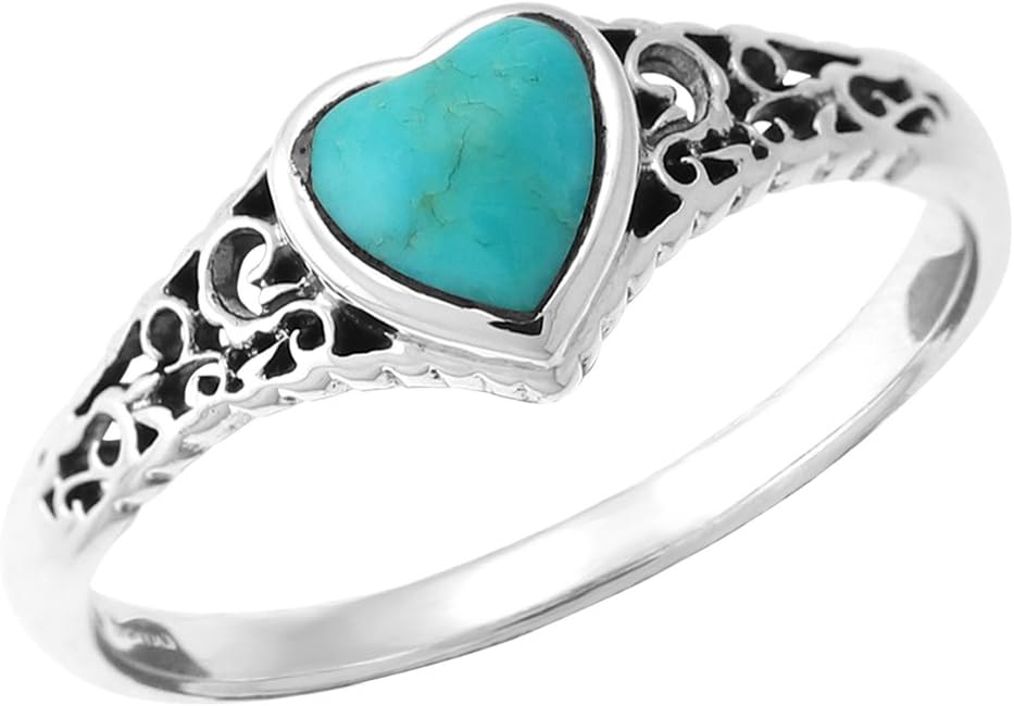 BomaJewelry Sterling Silver Turquoise Heart Ring
