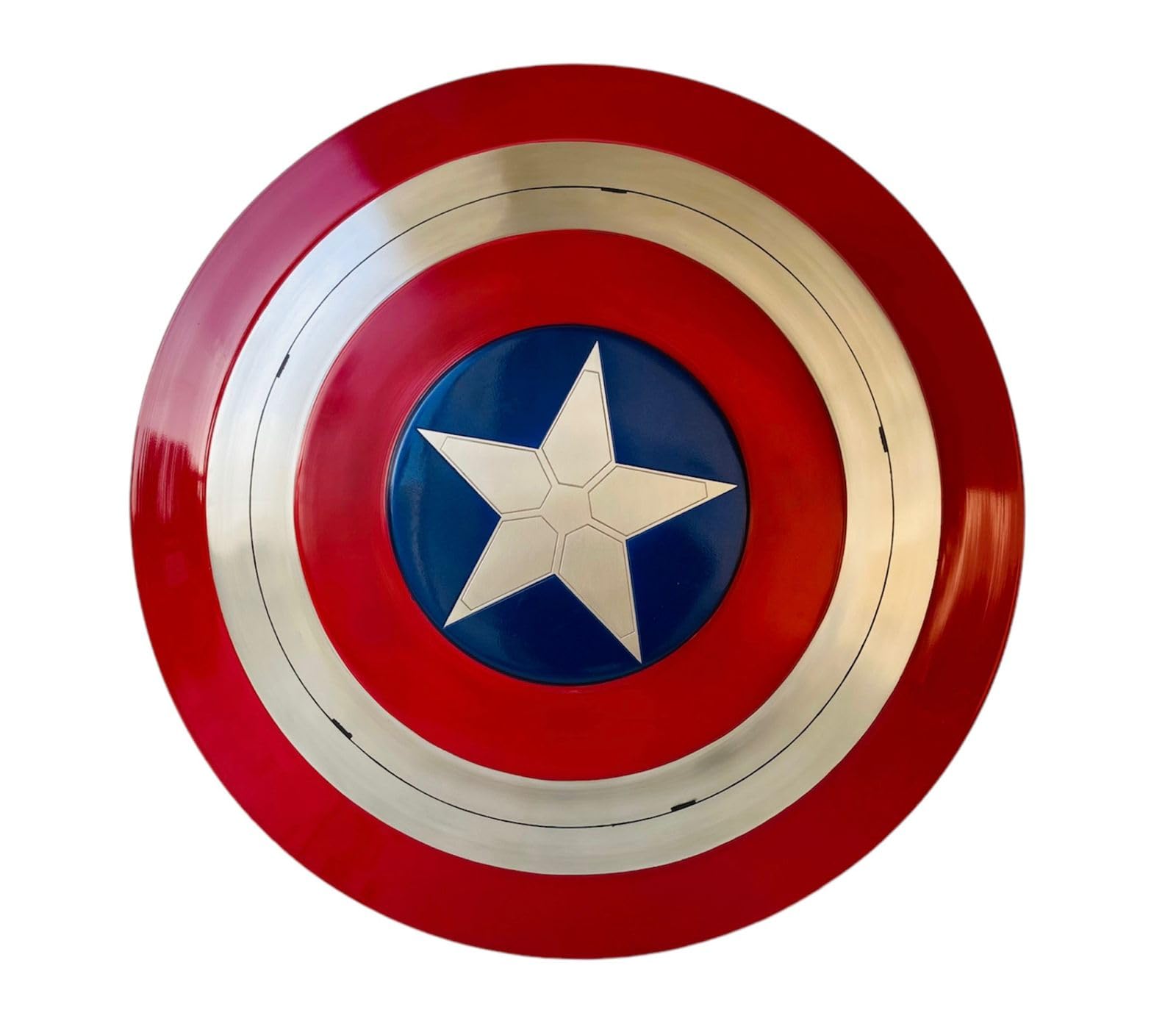 Captain Round America Shield, Marl Captain Metal Replica Round Shield with Leather Grip Halloween Cosplay Handmade Shield