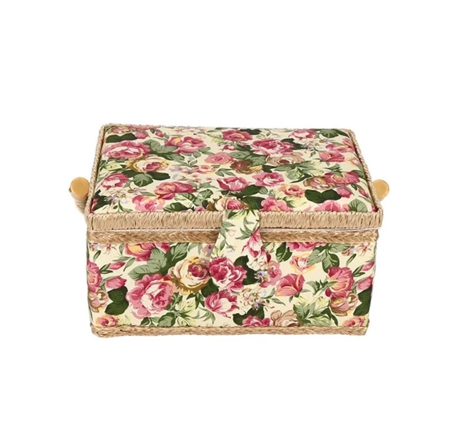 Hand-Carried Sewing Basket Fabric Storage Vintage Wooden Sewing Basket