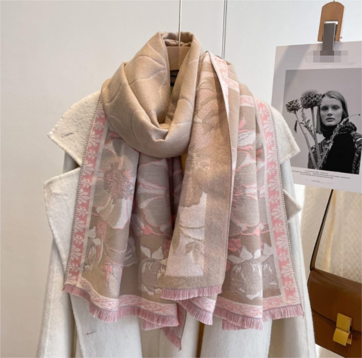 Bufanda Chal Fular Pañuelo Bufandas Bufanda Salvaje Cálida De Doble Cara, Chal Con Estampado De Flores Para Invierno Y Otoño, Grueso Para Mujer Manta fulares estolas