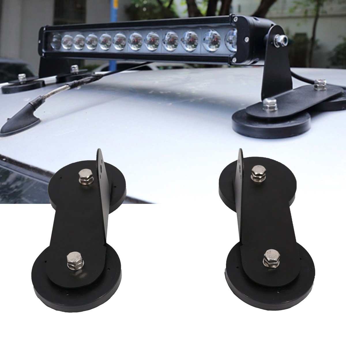 Lightronic2PCS/Set Magnetic Mounting Brackets Holder for Led Work Light Bar with Powerful Magnet Base for Roof Tractors Off Road