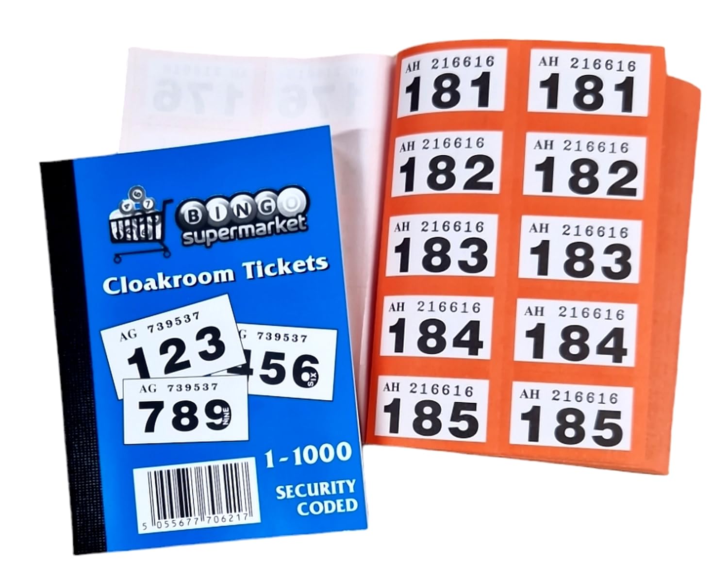 Bingosupermarket Raffle Tickets, 1-1000 Cloakroom, Pack of 5 (Red)