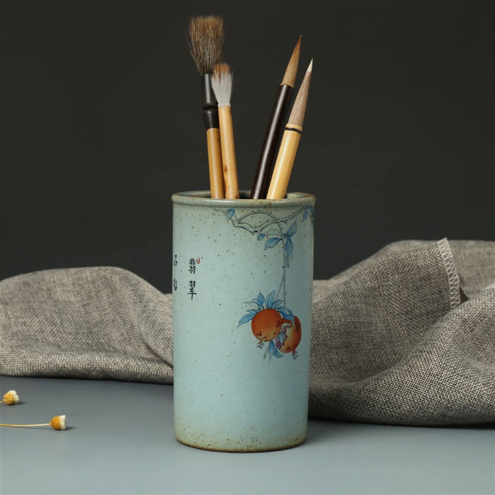 Uchwyt na długopis Uchwyt na długopis Nowy chiński ręcznie malowany ceramiczny kubek do przechowywania ołówków Biuro gabinet Biurko Retro przechowywanie ołówków Uchwyty na długopisy Uchwyty na ołówki