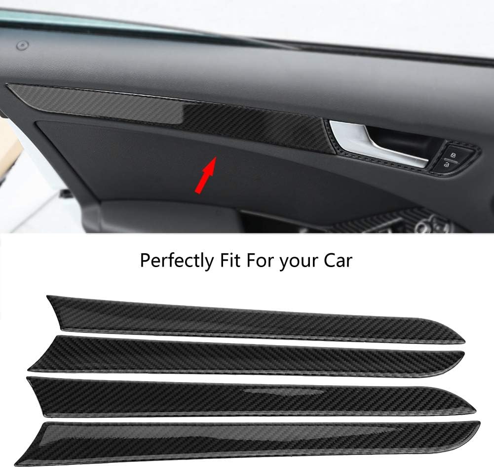 KIMISS Car Door Sill Plate Protectors, 4 Pcs Door Side Carbon Fiber Decorative Cover Trim Frame Stickers for B8 2007-2016