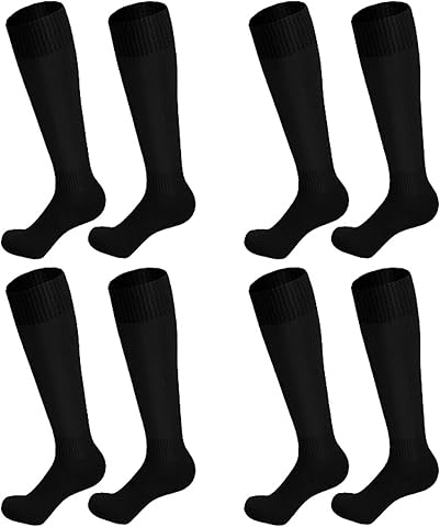 3 Pares Calcetines Futbol Niño Niñas, Hasta la Rodilla Calcetines Deportivos para Baloncesto, Rugby, Correr, Largos Calcetines de Entrenamiento Transpirables, 5-12 Años