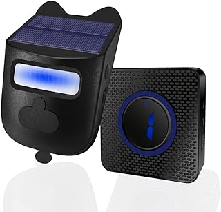 Solar Driveway Alarm, Wireless 600ft Range Driveway Motion Sensor Alarm Weatherproof, Weather Resistant Motion Sensor & Detector Outdoor, Home Security Alert System-1 Sensor & 1 Doorbell
