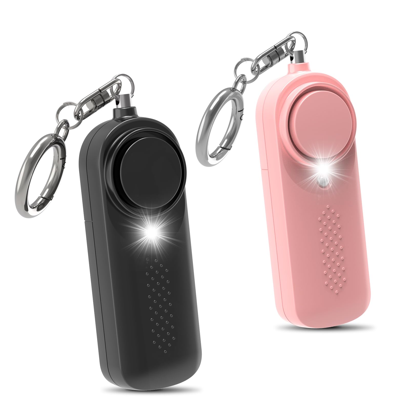 Qoosea 2 Alarmas Personales Femenina Safesound Personal 130DB Alarma de Seguridad con Luz LED Aprobada por la Policía Llavero Alarma para Niños, Mujeres y Estudiantes Mayores