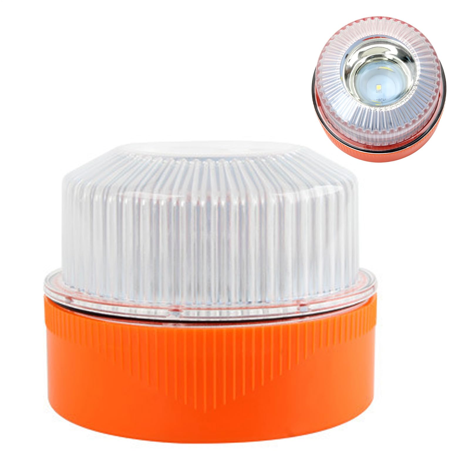 Generico Luce Di Emergenza V16 Omologata - Lampeggiante A LED Stroboscopico Bianco Ambra | Torcia Per Guasti Auto Con Base Magnetica | Segnale Di Sicurezza Alimentato A Batteria A 9 Modalità