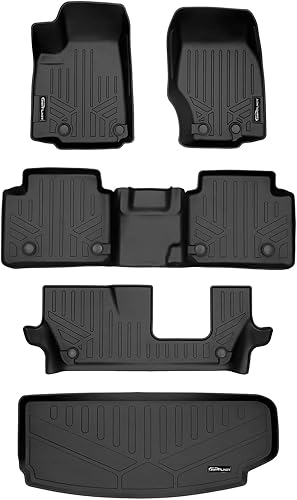 SMARTLINER Juego de forro negro de 3 filas y carga para todo tipo de clima, compatible con Jeep Grand Cherokee L 2021-2023 (solo compatible con