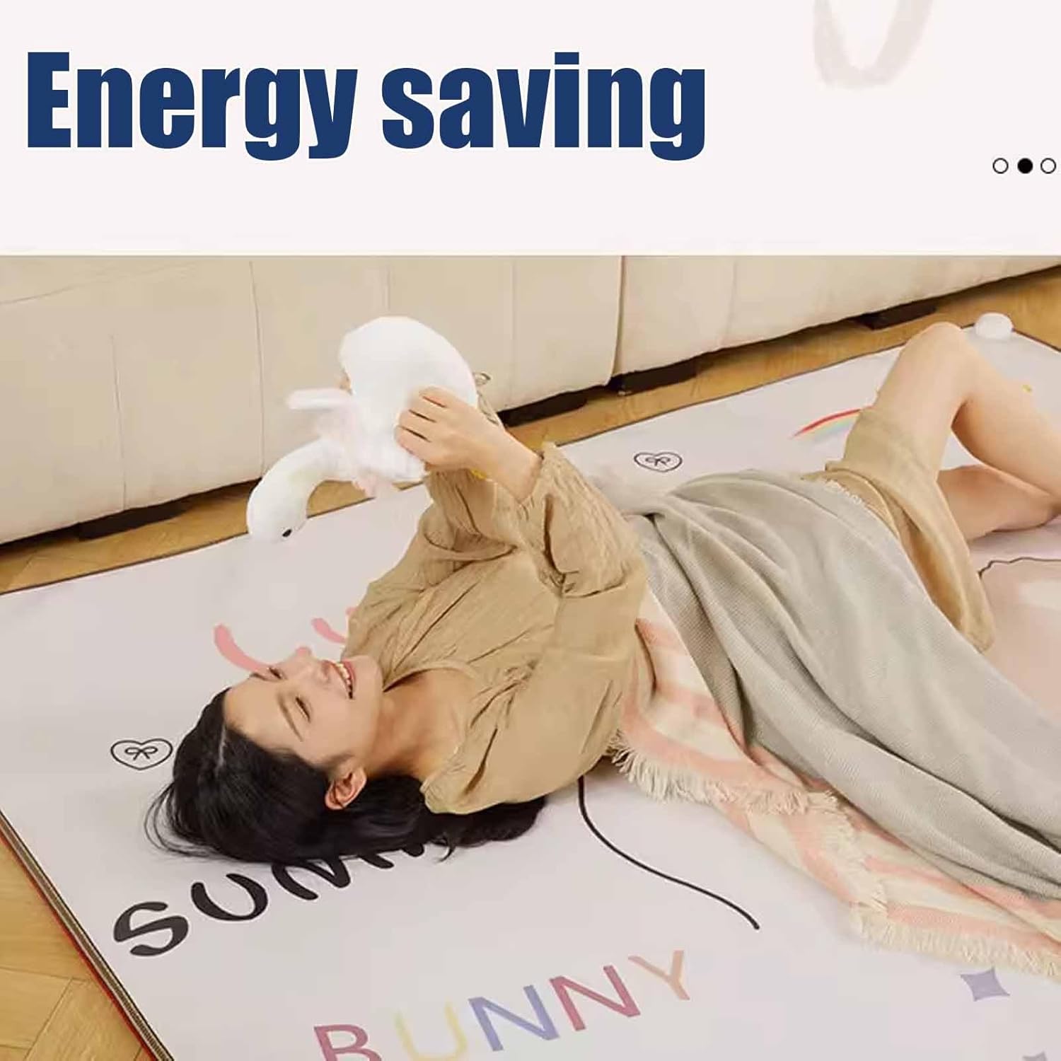 Infrared Radiant Floor Heater, Electric Heated Area Rug, Baby Play Mat for Floor, 12-Hour Timer, 100% Waterproof and Wipe-Clean, for Nursery(Color2,180x200cm/71x78.7in)