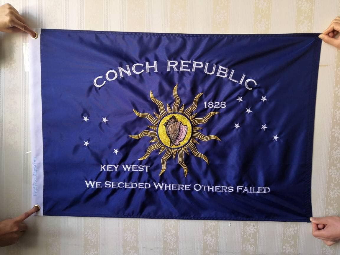 2ft. x 3ft. Embroidered Conch Republic "We Seceded Where Others Failed" Secession Flag from the Conch Republic of Key West Florida Single-Sided 100% Heavy-Weight 300D Nylon