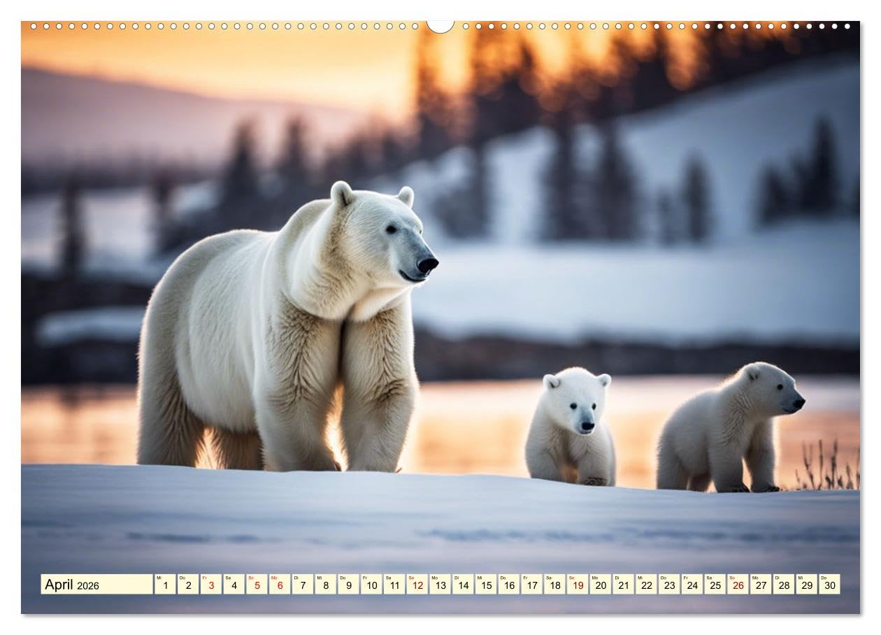 Eisbären im Fokus (hochwertiger Premium Wandkalender 2026 DIN A2 quer), Kunstdruck in Hochglanz: Portraits der weißen Riesen (CALVENDO Tiere)