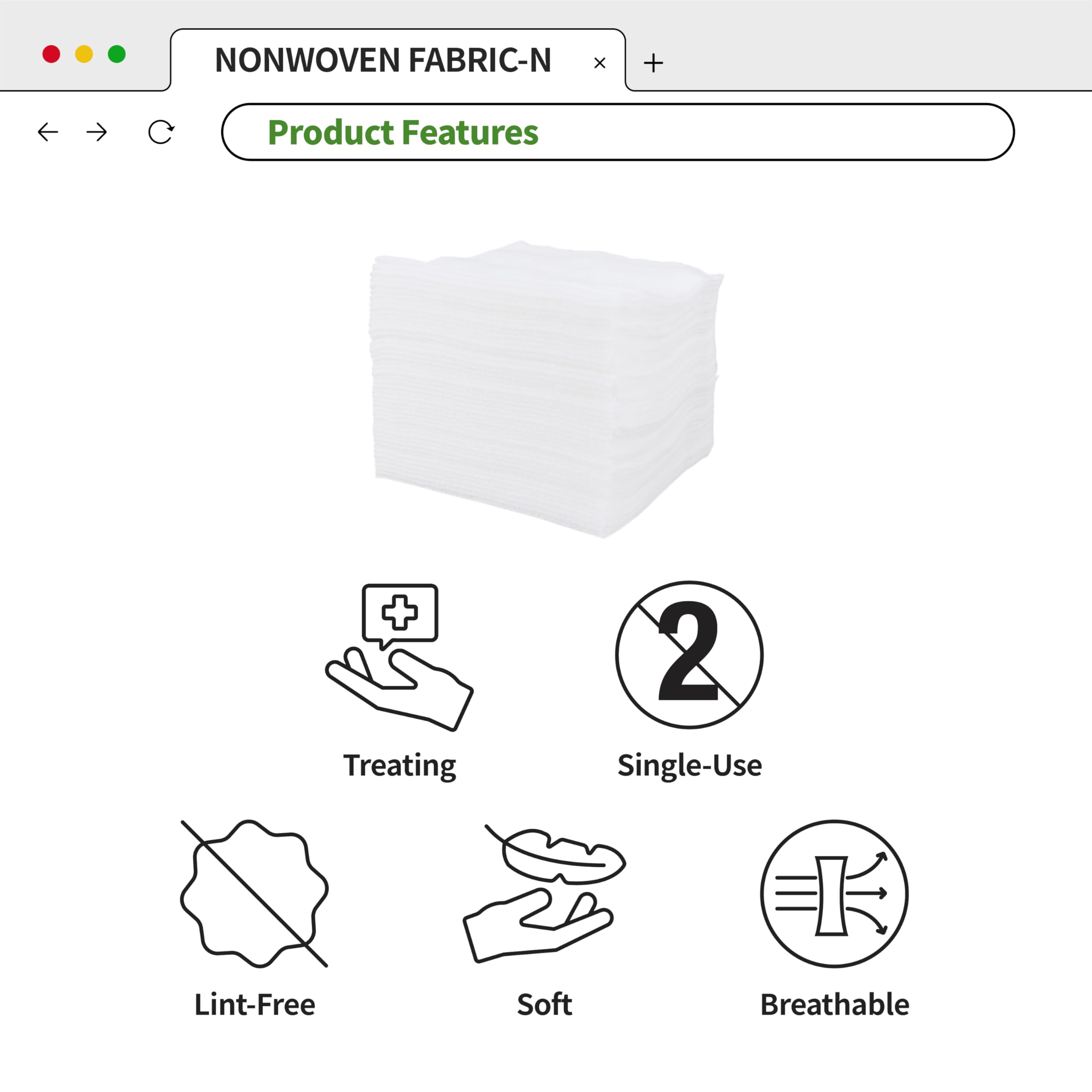 Non Woven Gauze Pads 4x4, Soft Absorbent Medical Grade Gauze Sponges for Wound Care, First Aid, Skin Cleaning & Dressing Changes, Lint Free Disposable Gauze, 200 Count, SOOSUNG — Amazon image 4