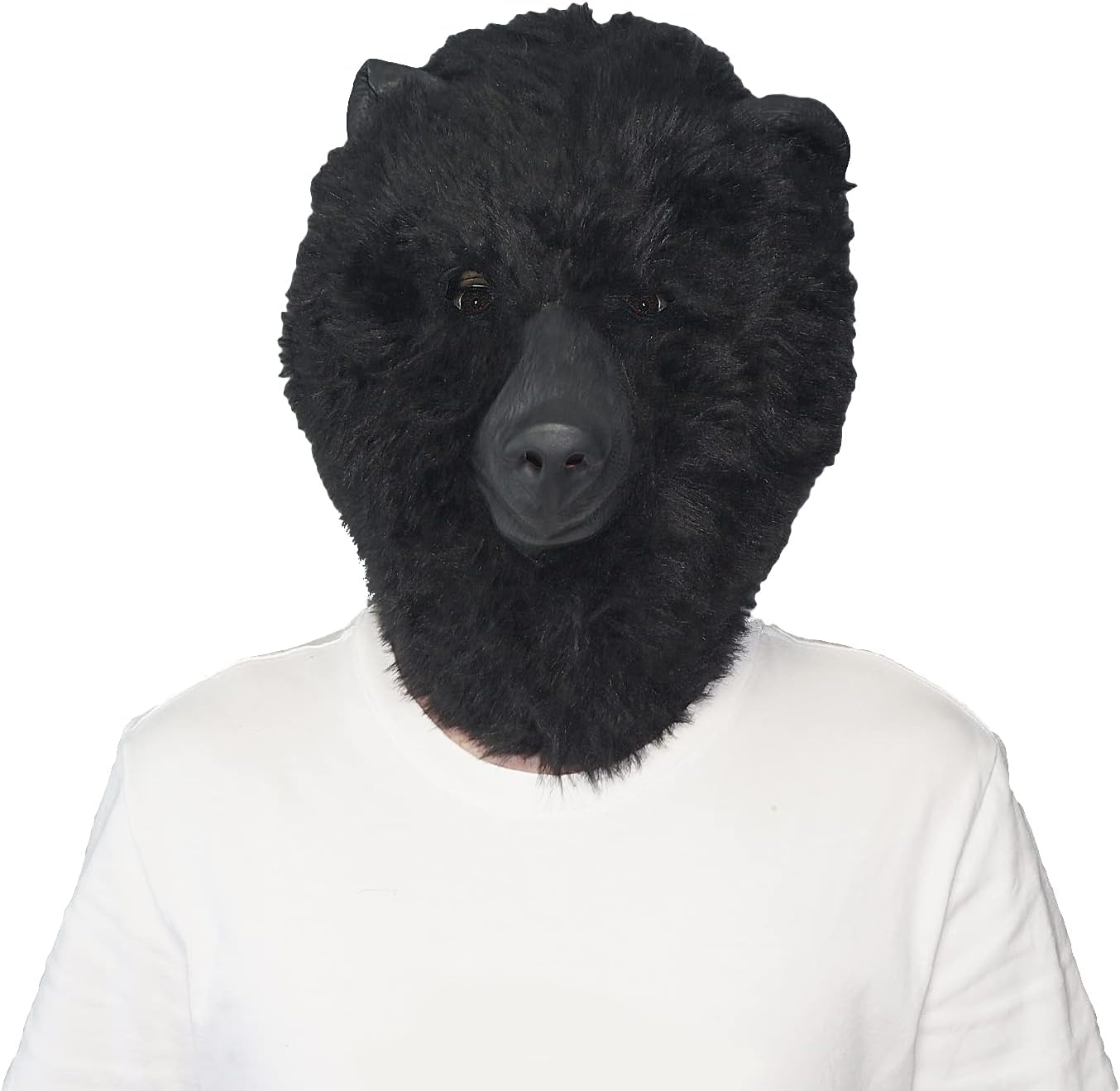 CreepyParty Bear Mask for Adults, Natural Latex Bear Costume Mask for Halloween Parties and Cosplay, Black