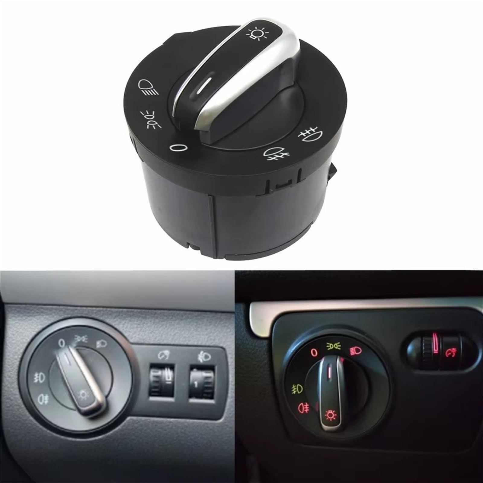 Faros Upgrade Compatible Con VW Para Golf-V Para 1K1 2004 2005 2006 2007 2008 Interruptor De Faros Cromado Europeo OEM: 5ND941431A