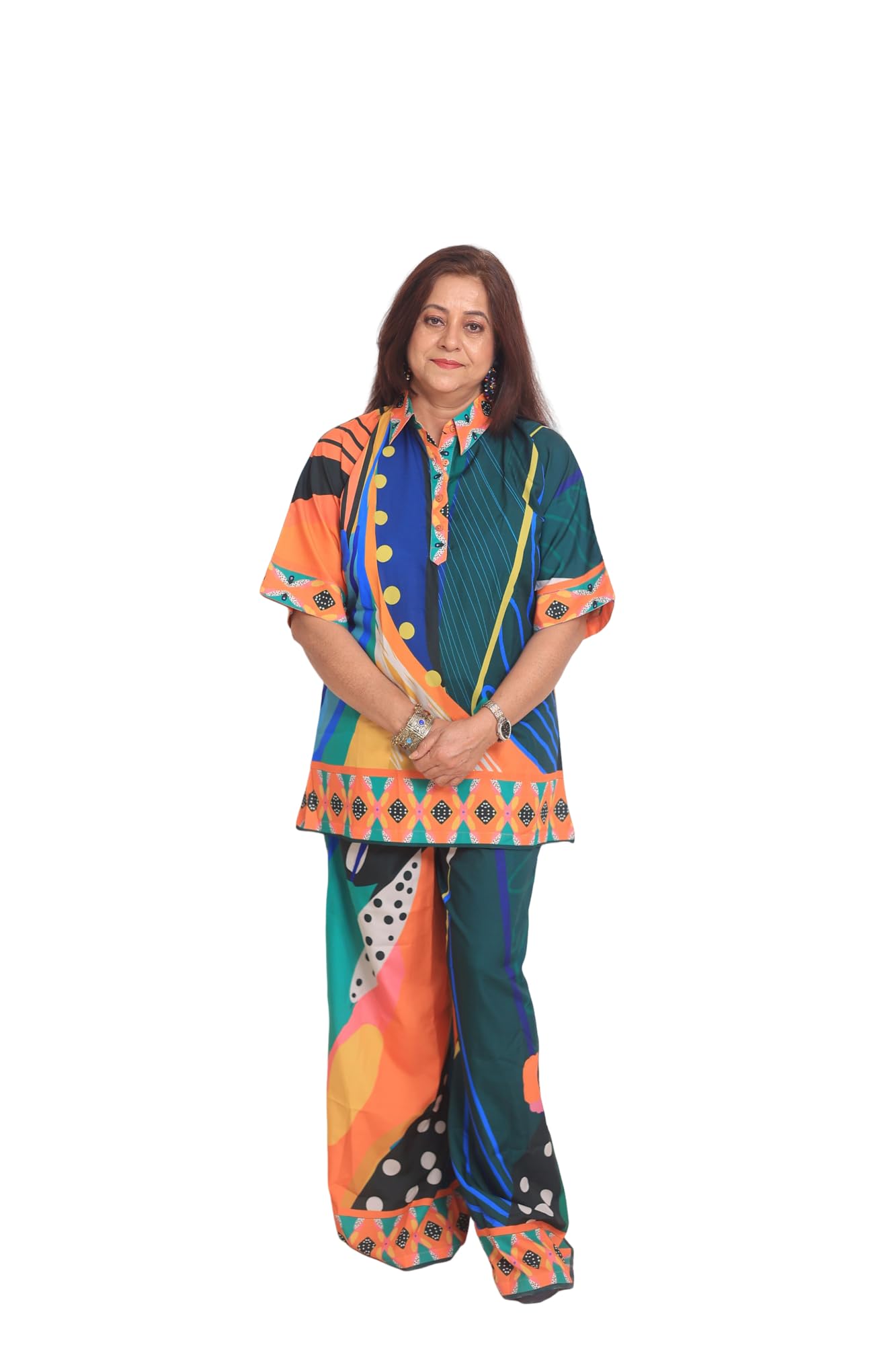 Women Cord-Set Crepe Nightwear Free Size Printed Set Multicolour-image-46