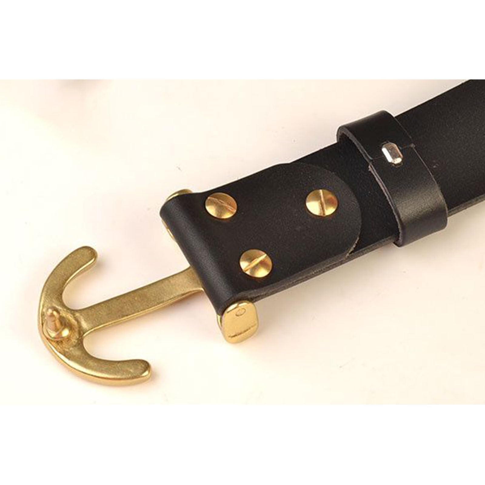 Cintura, cintura da cowboy in pelle da uomo, cinture da uomo casual regolabili con fibbia di ancoraggio in metallo ottone tonalità oro