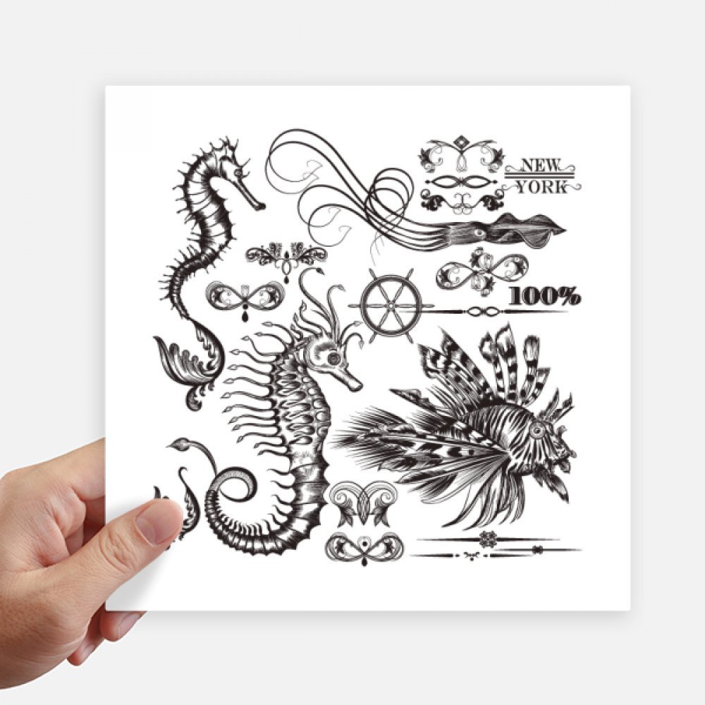 Stickers de hippocampus negro 20cm vinilo pared portatil maleta motobike
