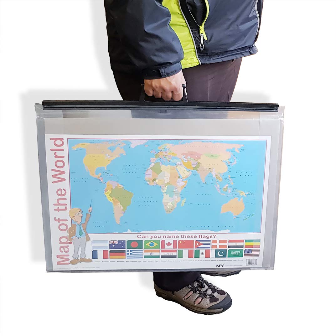 picturehangingdirect.co.uk A1 A2 A3 A4 Clear Art Work Carry CASE Portfolio Art File Folder School Holdall Print Sleeve Storage with Black Handel (A1 for 594 x 841 mm)