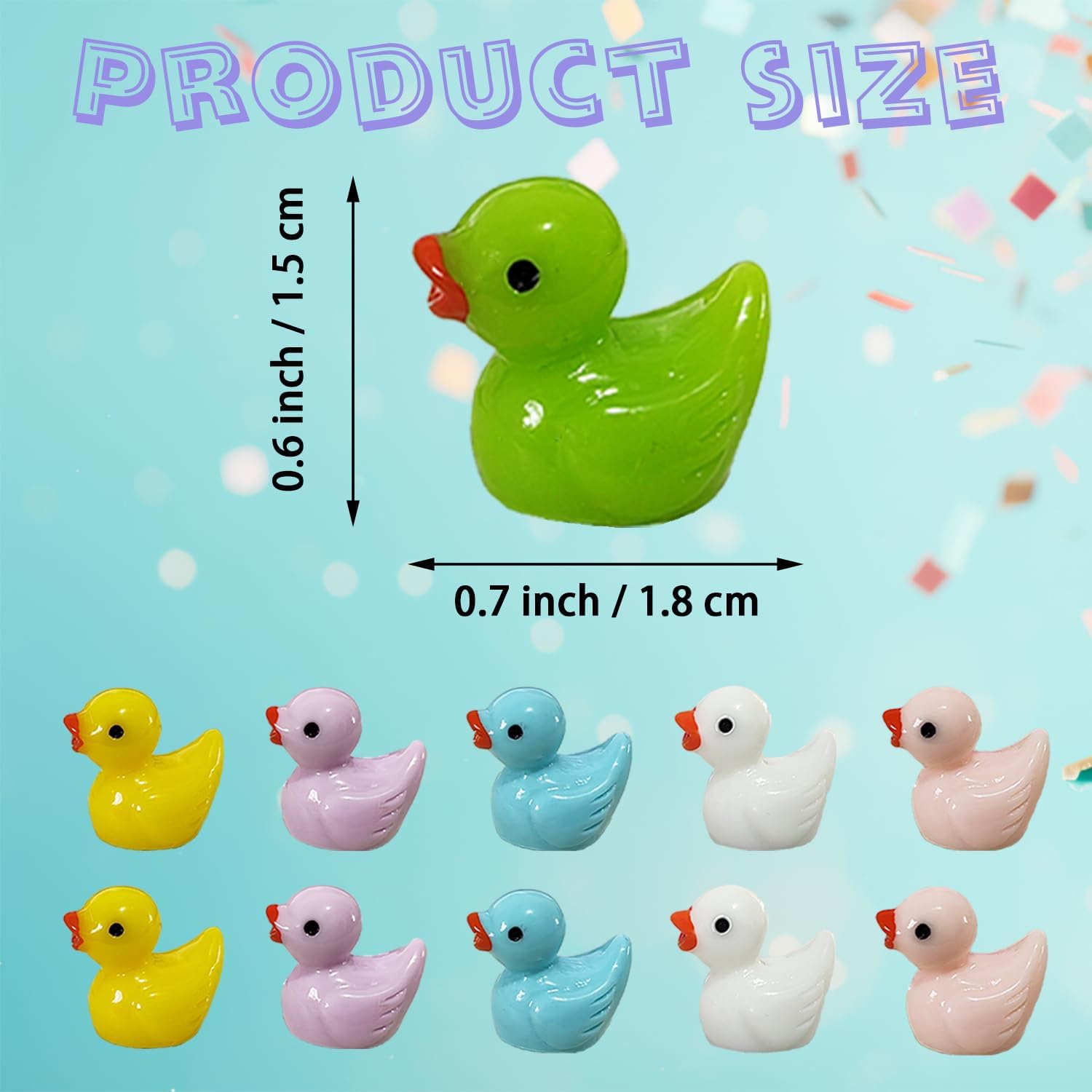60 Pcs Tiny Duck Figures Mini Resin Duck Miniature Bead Slime Charms for Dollhouse Garden Landscape Aquarium Decoration(Multicolored)