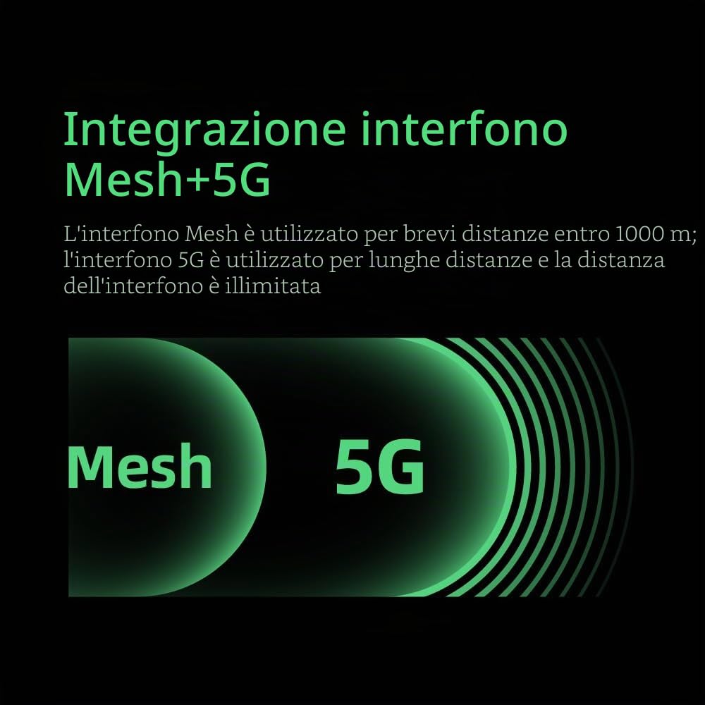 Q8 Moto Casco Bluetooth Intercom Headset, aggiornato Mesh 3.0 + 5G sistema interfono di gruppo con la condivisione di musica e IP67 impermeabile per 6 piloti gruppo di conversazione (1 Pezzo)