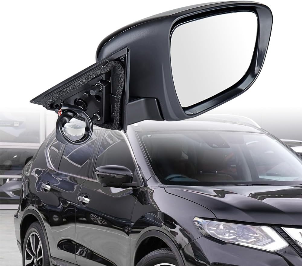 Astra Depot Right Black Rearview Mirror Electric Heating 13-Pin Power Fold Angle Adjust 360-Degree View Camera Compatible for 2014-2019 Nissan X-Trail T32 Rogue Sport NI1321289 Integrated Turn Signal