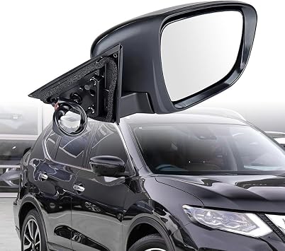Passenger Right Side Door Rearview Mirror with Turn Signal, Camera, Heated, Power Fold, Power Adjust for Nissan X-Trail T32 Rogue Sport 2014-2019, Black
