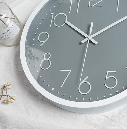 Miniatura 3 de Reloj de pared de 12 pulgadas silencioso sin tictac, reloj de pared redondo decorativo para sala de estar, dormitorio, cocina (batería no incluida),