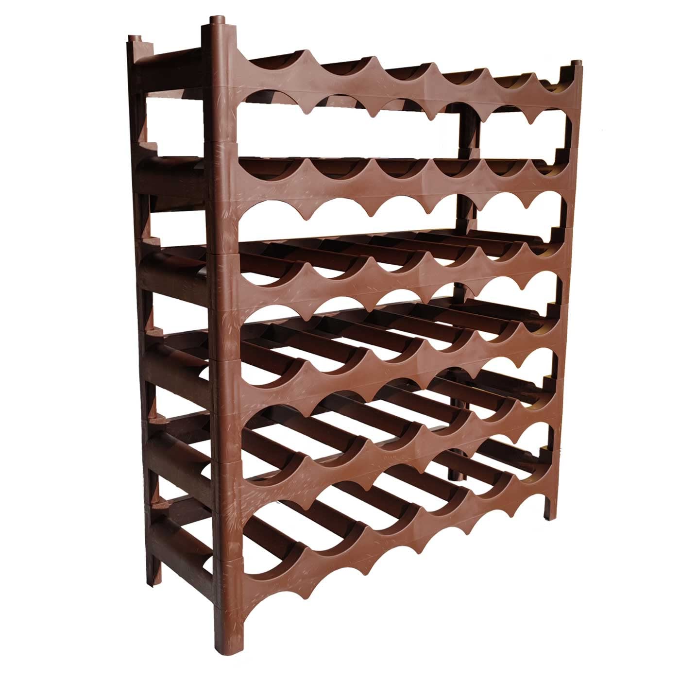 Acan Tradineur - Botellero de plástico apilable, de 60 x 69 x 23 cm, con Capacidad para 36 Botellas, de Color marrón, almacenar Botellas
