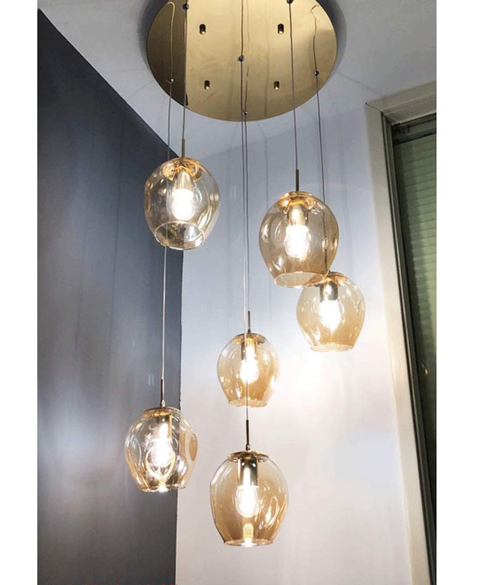 HXYSXHJUO 30x150cm Modern Minimalist Staircase Chandelier 6 Lights Duplex Building Large Villa Stair Long Glass Balls Pendant Light Multi Ceiling Lamp E27